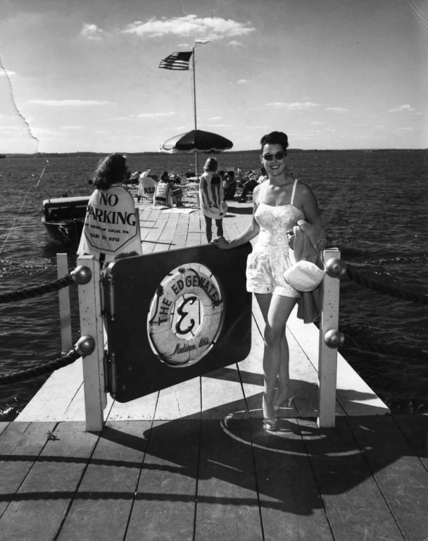 People on the pier at The Edgewater in the 1950s