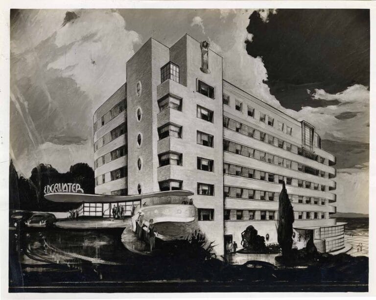 View of The Edgewater Hotel in the 1950s
