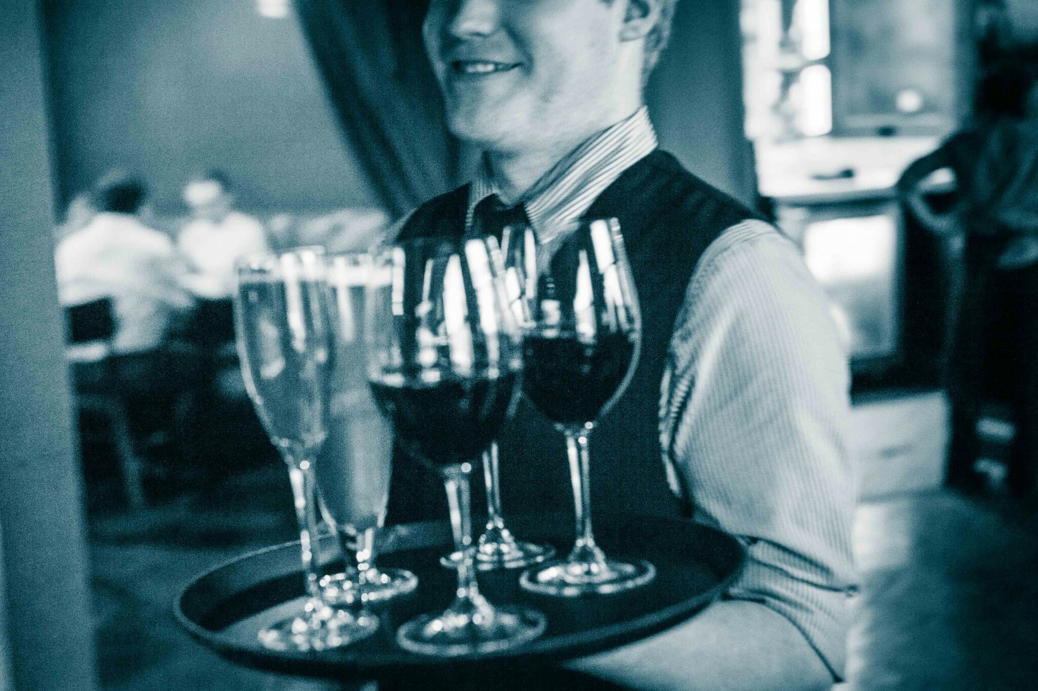 Server Holding Drinks on