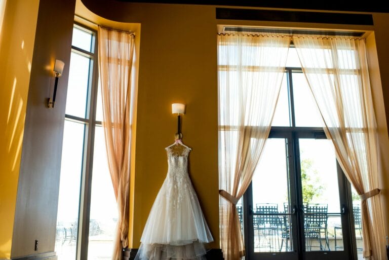 Wedding Dress Hung Up in The Edgewater