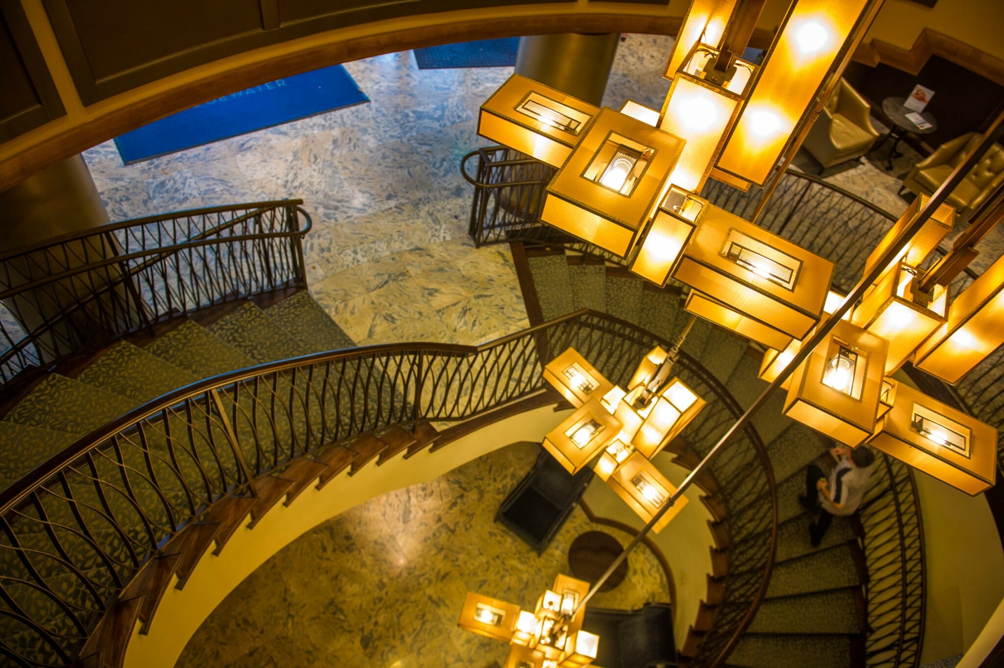 View of The Edgewater Stairs and Chandelier