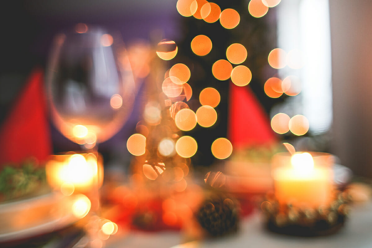 Blurry View of Christmas Decorations
