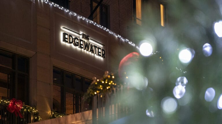 The Edgewater Sign During Holiday Season